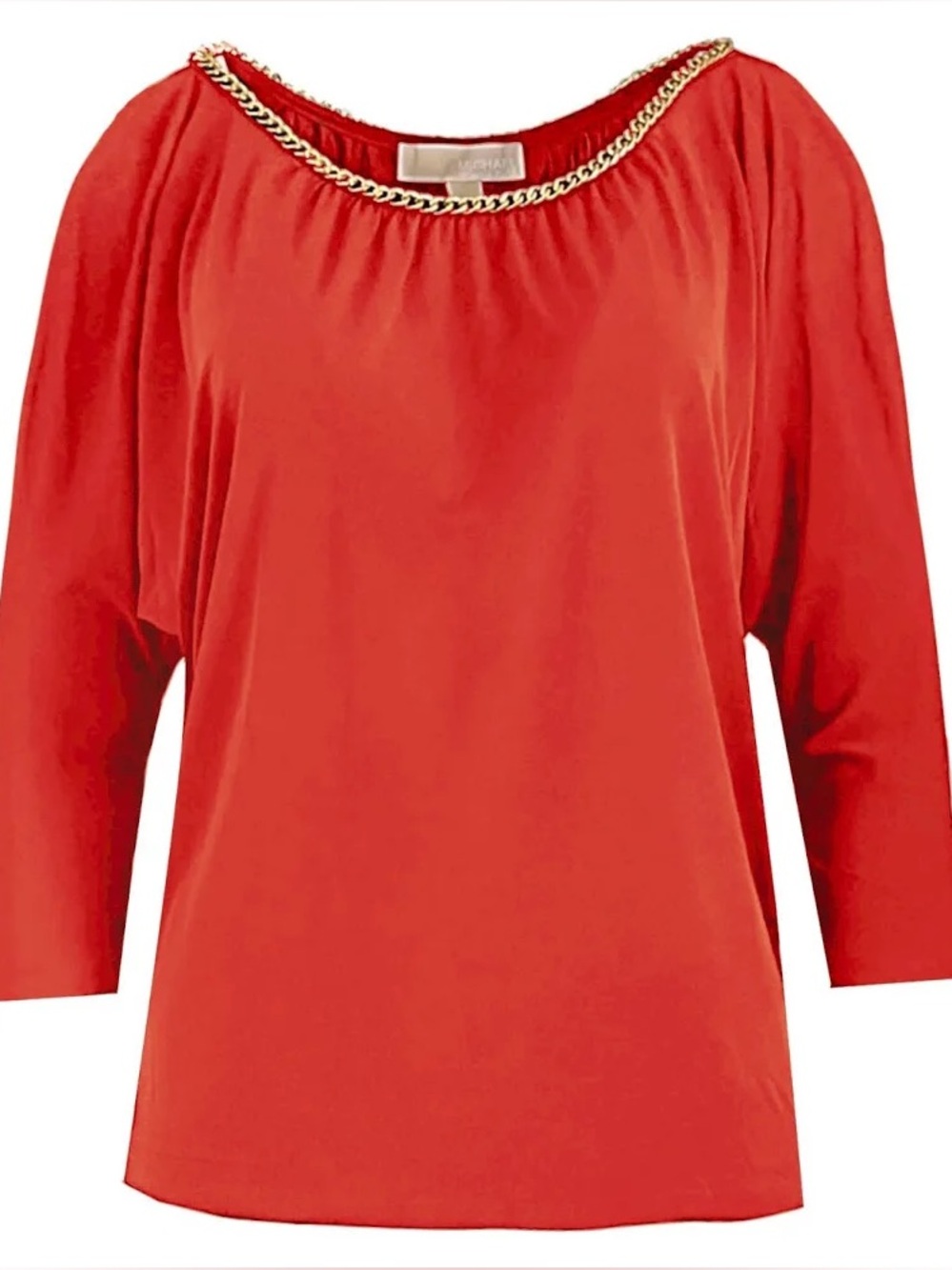 Red Chain-Trim Women's Top